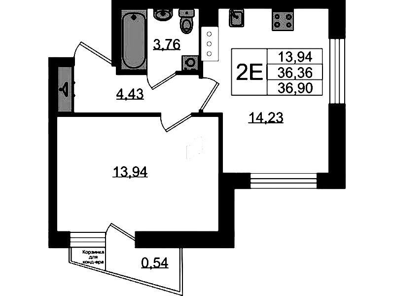 1-комнатная квартира 36.9 м², 7/11 эт., ЖК «VEREN NORT Сертолово»